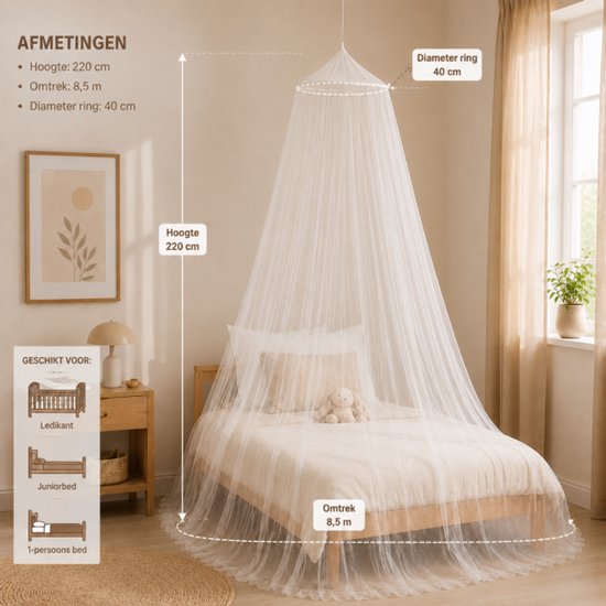 Kinder Klamboe - Muggennet voor Ledikant, Junior Bed & 1-Persoonsbed — afbeelding 3