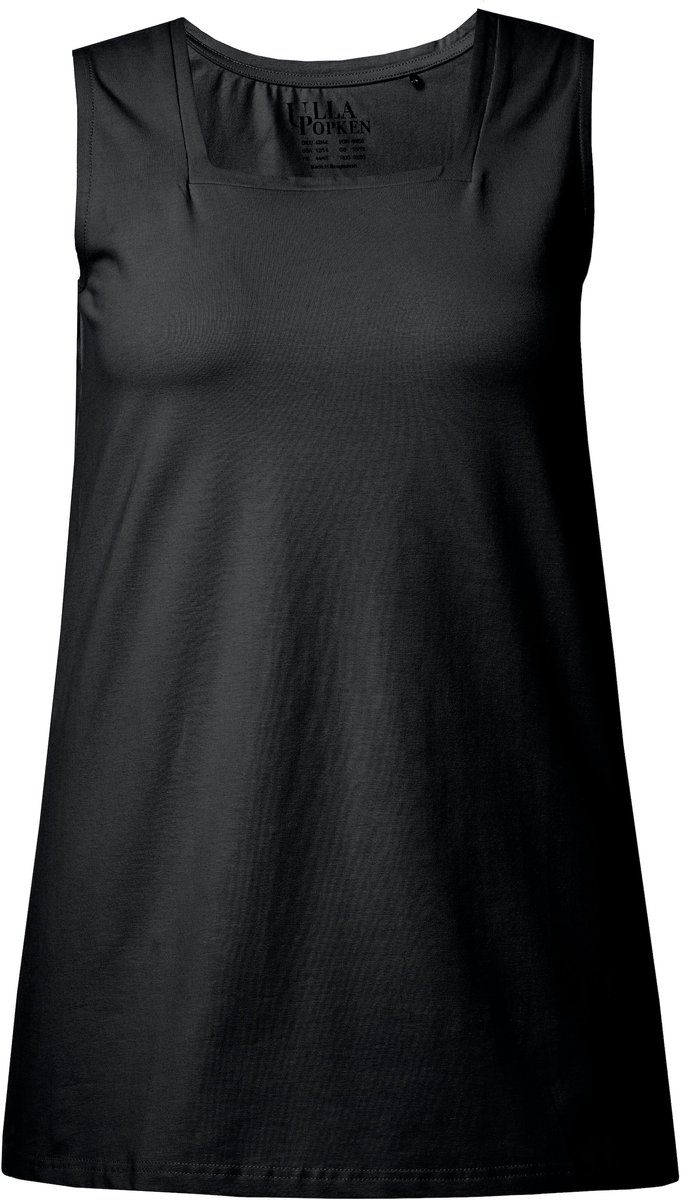Ulla Popken - Dames - Longtop classic fit carréhals mouwloos - Zwart - Maat 62+