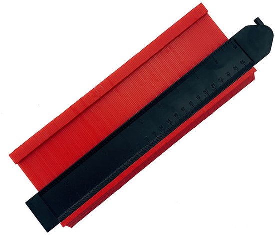 A+ Aftekenhulp - Contourmal - Profielmal - Meetgereedschap - Profielmeter - 25CM - Met Lock - Schuifmaat ROOD