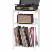 LP Opbergsysteem - Wit - Tot 100 Platen - Stevig Hout & Metaal - 65 x 40 x 30 cm (H x B x D) - Platenspeler Meubel - Platen Houder - Vinyl Kast / Tafel - Standaard - Platenrek - Platenhouder - Platenkast