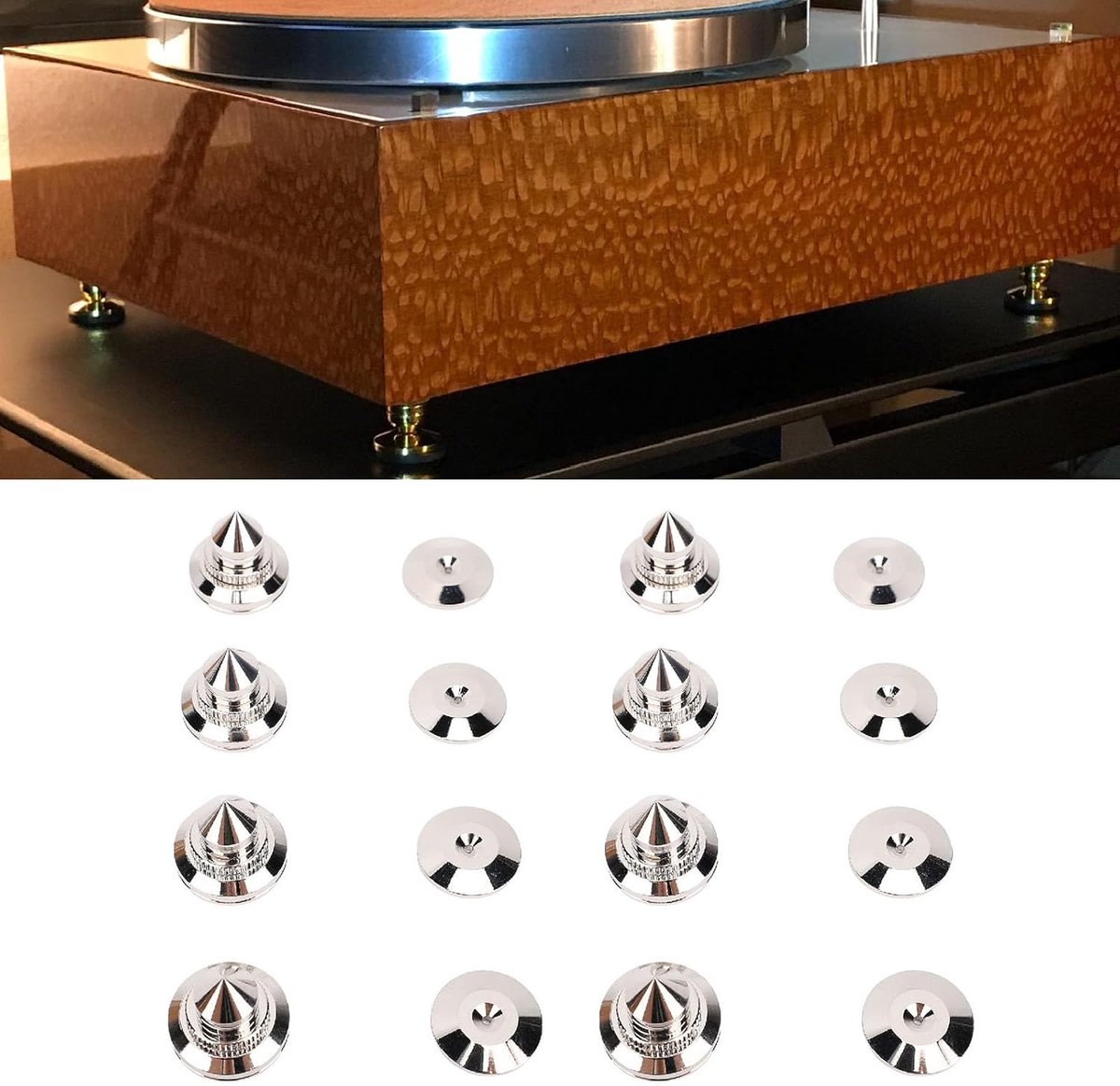 Luidspreker Spikes - Isolatie Pads - Puur Geluid - Verstelbare Stelmoeren - 8 Stuks - Koper