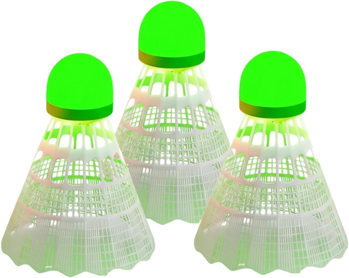 Badmintonshuttles - Trainingsballen - Buiten Spelen - Glow in the Dark - 3 stuks - Groen