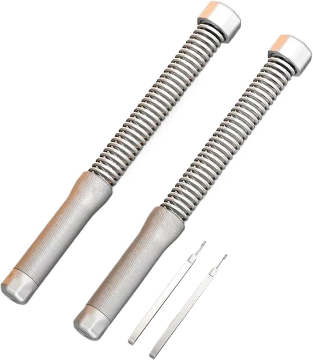 Fitness Battle Stokken - Krachtstokken Paar - Spieropbouw Krachttraining - Dynamisch Veermechanisme - 47 cm Lengte - Grijs