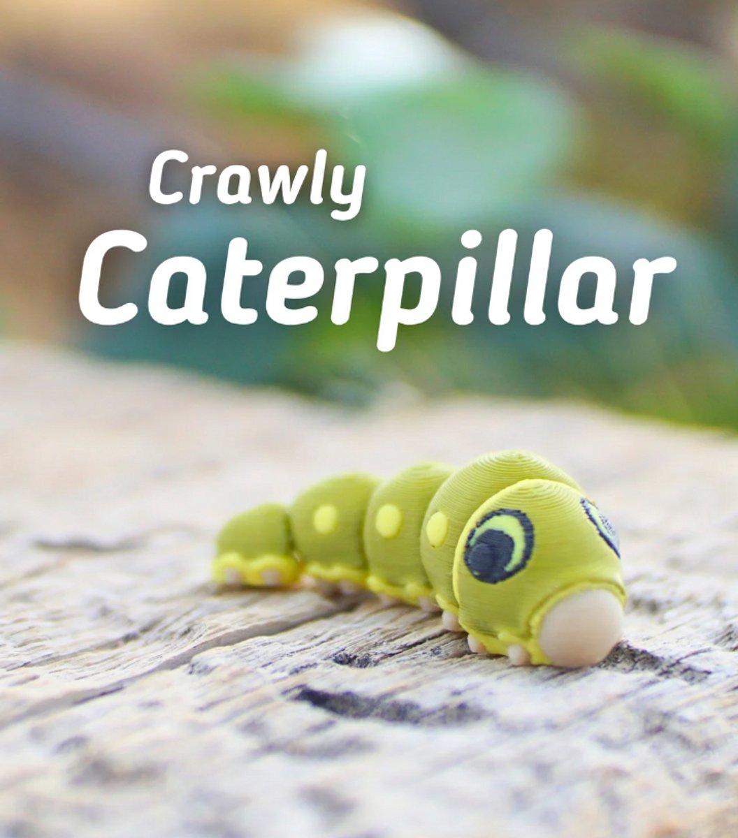 Rups 3D Print - Vera's Arts & Dice | Crawly Catterpillar 3D Print - Insecten - Speelgoed - Magneet - Verzamelobject - Rupsen Figuur - Rupsen - Magnetisch - Insects - Groen Geel Zwart Ivoor