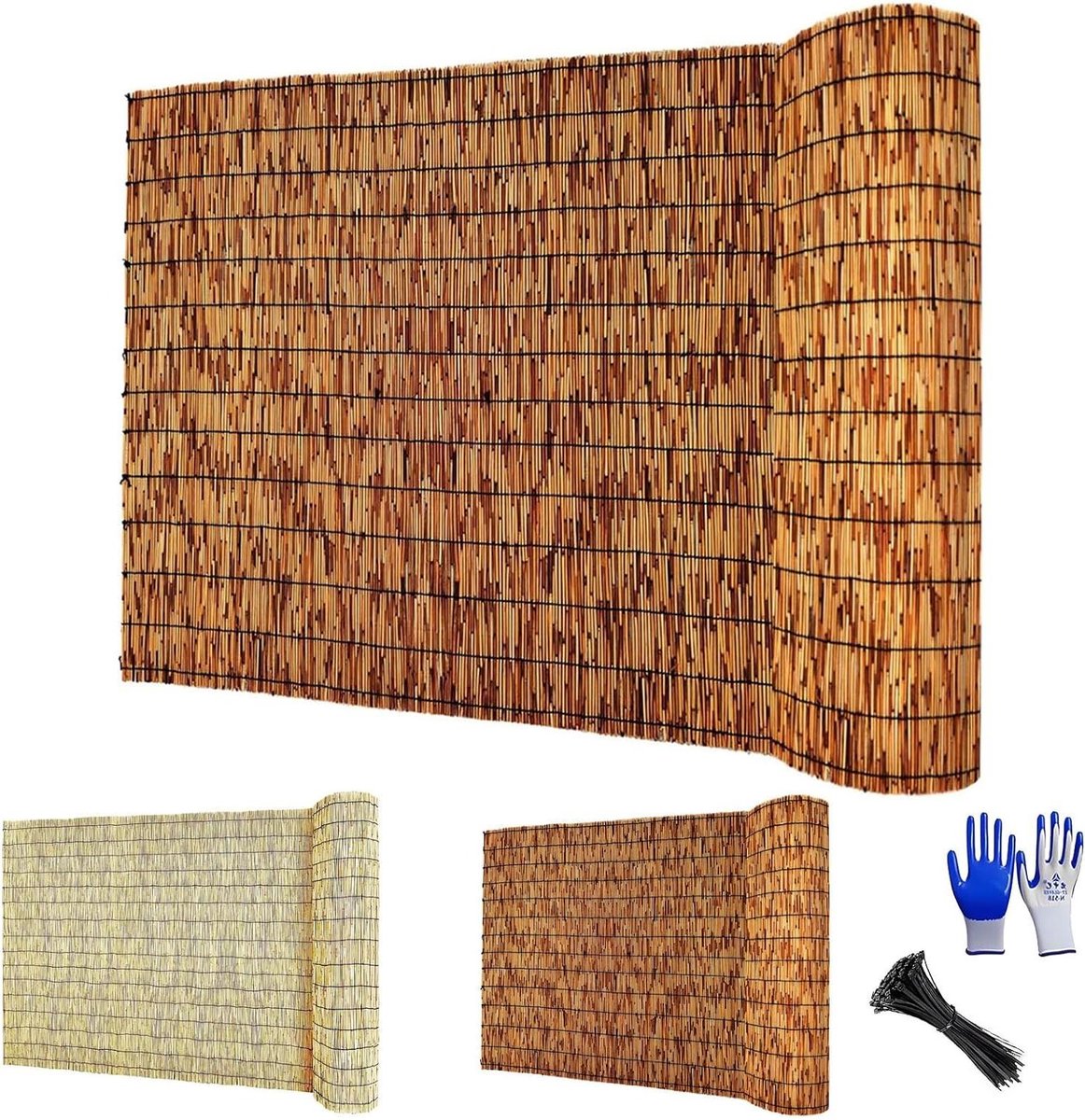 Rieten Schuttingrol - Bamboescherm Tuin - Creëer Privacy - Natuurlijk Gecarboniseerd Riet - 1.4 x 12m - Bruin