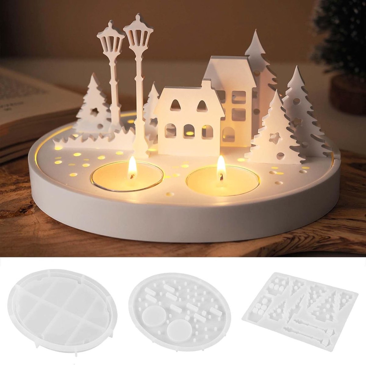 Siliconen Mallen voor Kerst, Gietmallen voor Kaarsen, DIY Mallen voor Epoxy en Gips, Creatief Kerstdecor en Geurige Kaarsen Maken