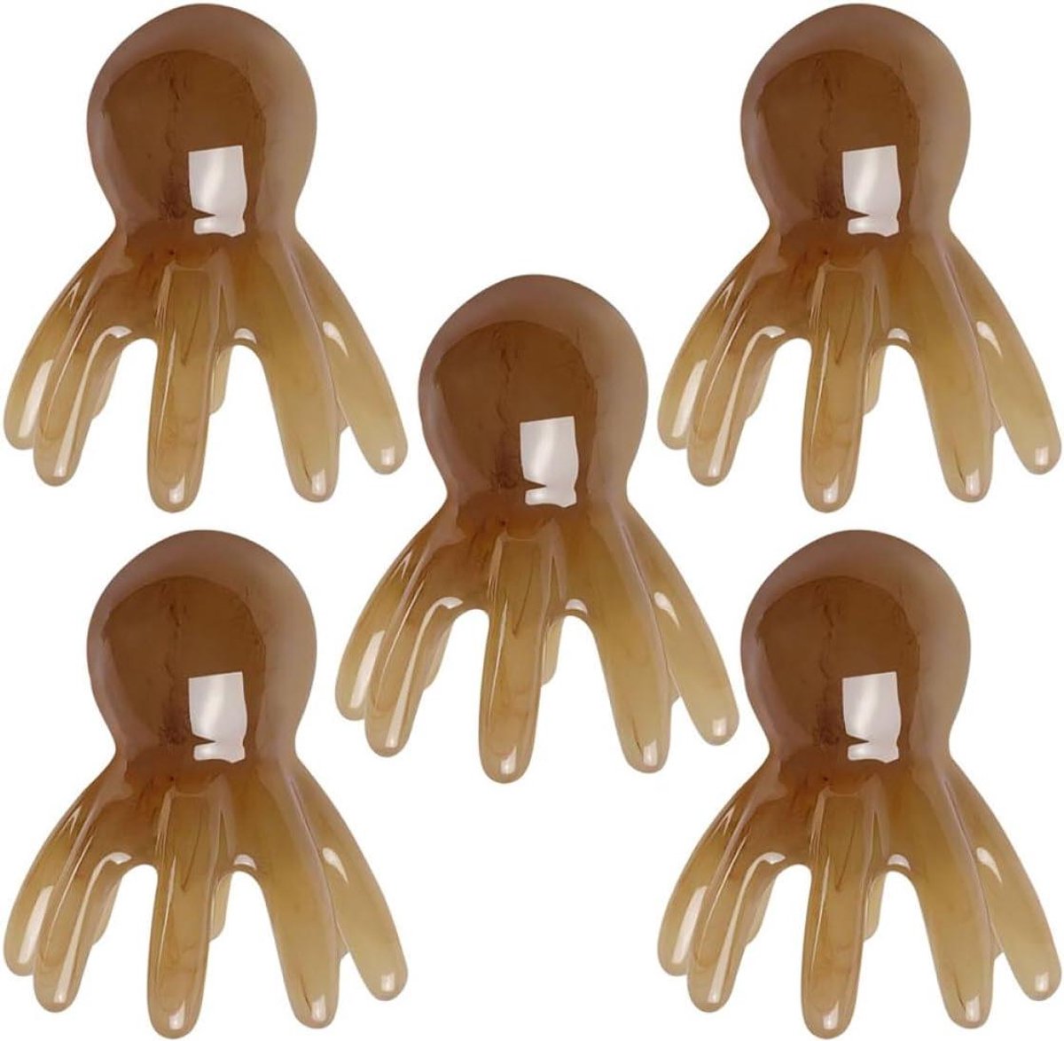 Hoofdhuid Massagers - Hoofdkrabbers - Ontspanning Bevorderen - Octopus Ontwerp - 5 Stuks - Bruin