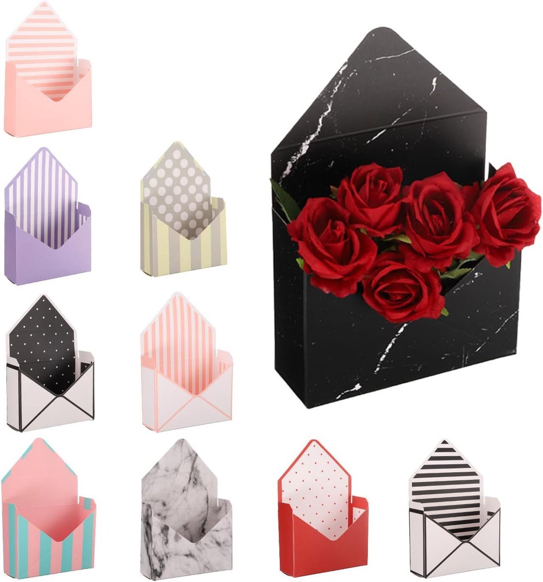 Papieren bloemenzakken - Boeket verpakking - Bloemen presenteren - Handtas ontwerp - 10 stuks - Mix