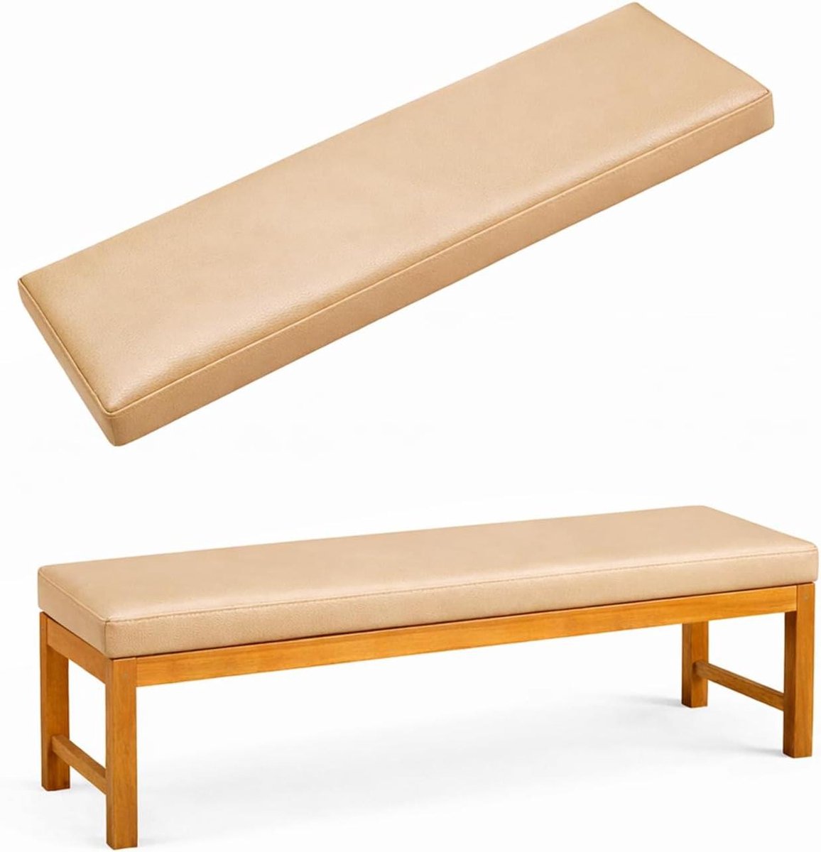 Zitkussen Tuinbank - Kussen Buiten - Comfortabel Zitten - Waterdicht Antislip - 190x45x5cm - Kaki