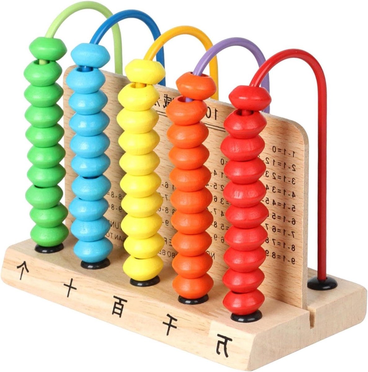 Houten Telraam - Rekenhulp Kinderen - Vroeg Leren - Levendige Kleuren - 17 x 14 cm - Multicolor