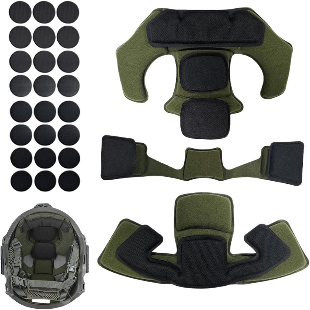 Helm Padding Set - Helm Kussens - Fietsen en Sport - Schokabsorberend Schuim - Universele Pasvorm - Groen