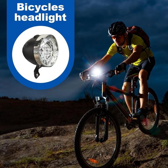Fietslamp - Voorlamp LED - Nachtelijk Fietsen - Brede Straal - 3 LED - Zwart — afbeelding 5