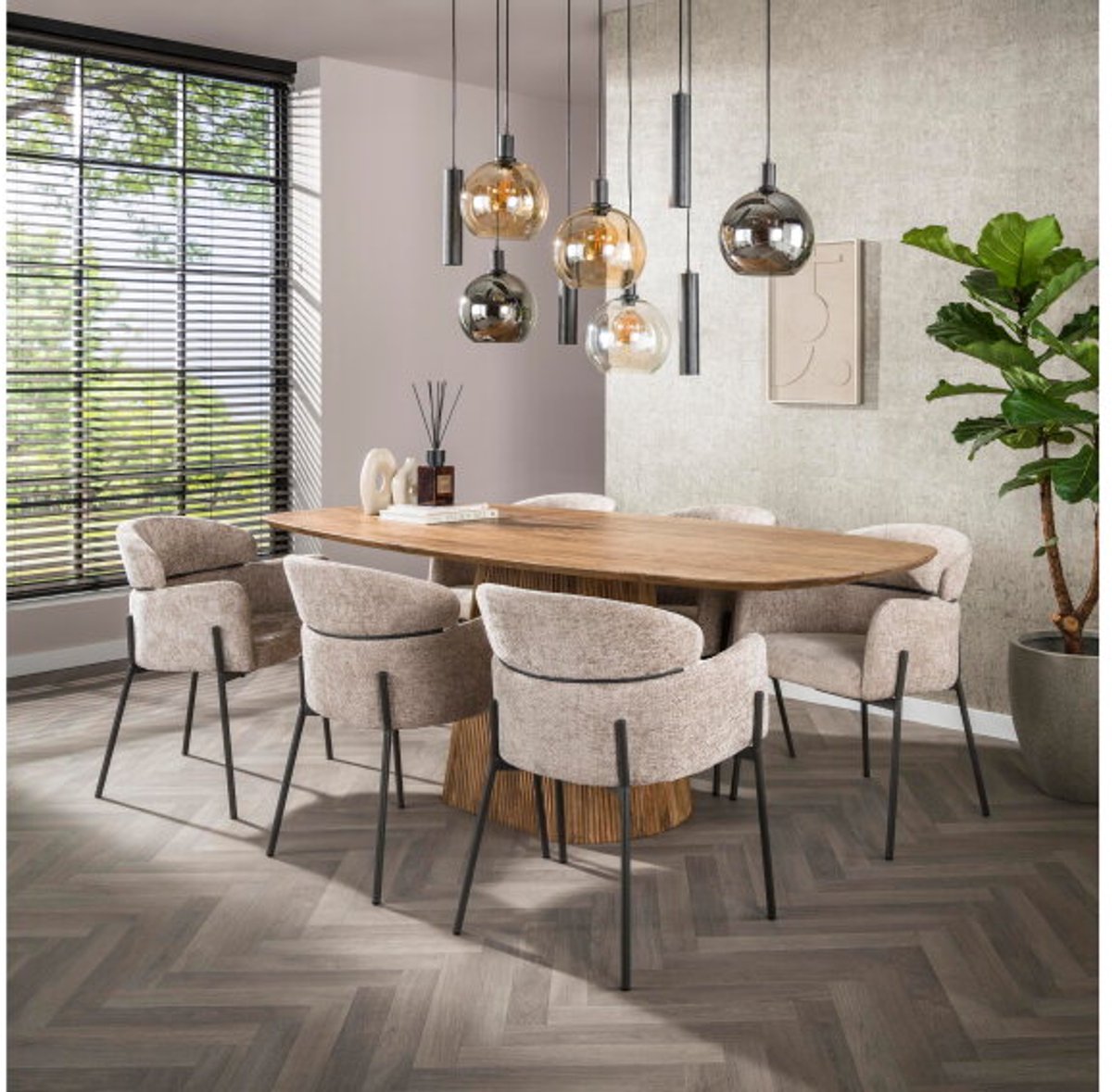 Armstoel ronde rug VPE2 - Rich zand - eetkamerstoelen set van 2