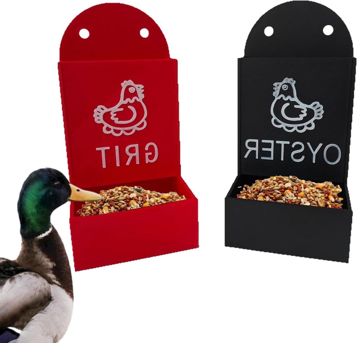 Gevogelte voederbak - Voerdispenser stal - Eenvoudig voeren dieren - Anti-mors ontwerp - 185 cm set - Zwart en rood