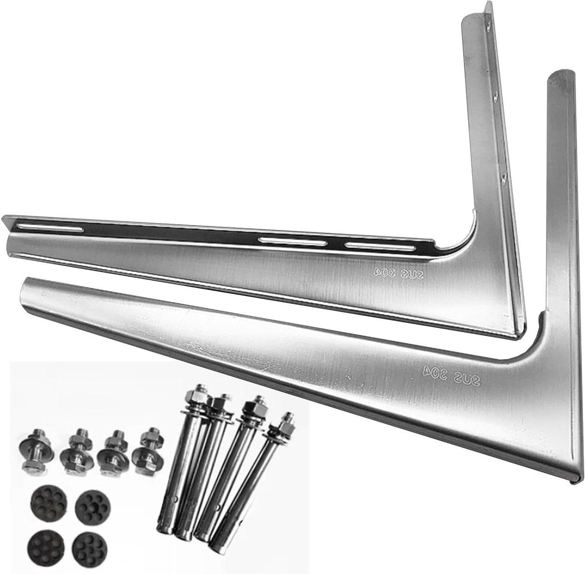 Airco Wandbeugel - Split Unit Steun - Buitenunit Plaatsen - 304 RVS Gegoten - 39x46cm - Zilver
