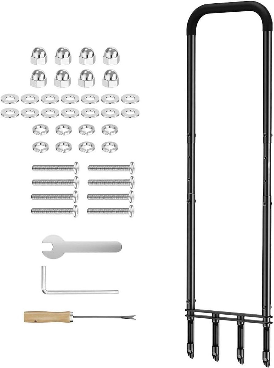 Vloerbeluchter Gazon - Handgereedschap Bodem - Gazon Onderhoud - Roestvrij Staal - 43 x 31 cm - Zwart