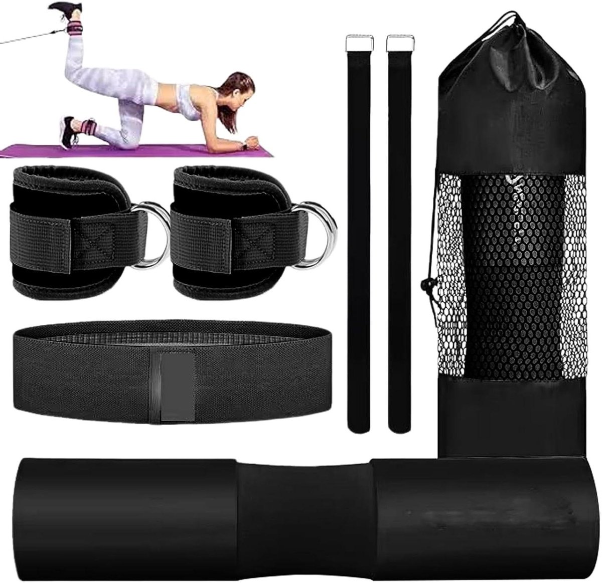 Barbell Pad Set - Heup Trainer - Krachttraining Thuis - Ergonomisch Ontwerp - 49x16x10 cm - Zwart
