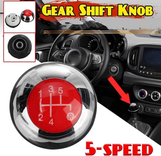 Pookknop Versnellingspook - Handgreep Schakelpook - Comfortabel Schakelen - 5 Snelheden Design - 47mm Hoog - Rood Zilver — afbeelding 2