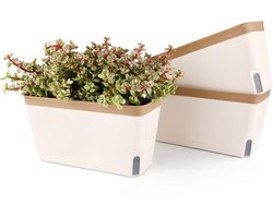 Plantenbak - Plantenbakken voor Buiten - Plantenbakken – 27 cm x 12 cm x 14 cm – Zelfwaterend – Set van 3 – Geschikt voor Kleine Kamerplanten - Voor Binnen Buiten
