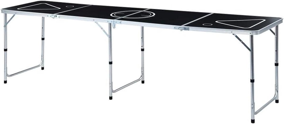 Opvouwbare Tafel - Feesttafel Drinkspel - Feestelijke Bijeenkomsten - Verstelbare Hoogte - 240 cm Lang - Zwart