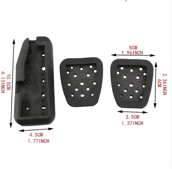 Pedaalhoezen Set - Auto Voetpedalen - Verbeter Rijervaring - Antislip Rubber - 3 Stuks - Zwart — afbeelding 2