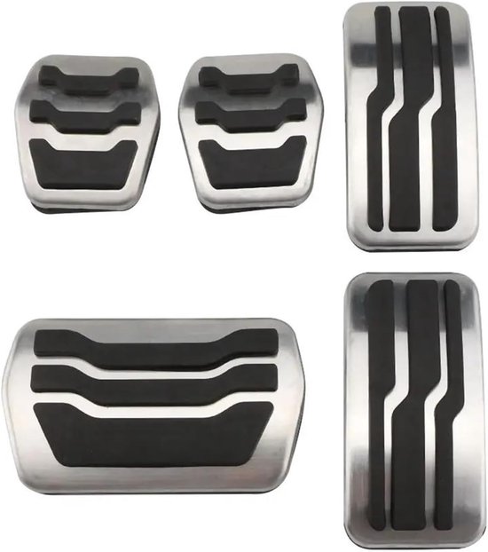 Pedaalhoezen Auto - Rvs Covers - Verbeterde Grip - Antislip Rubber - Set van 3 - Zilver Zwart — afbeelding 4