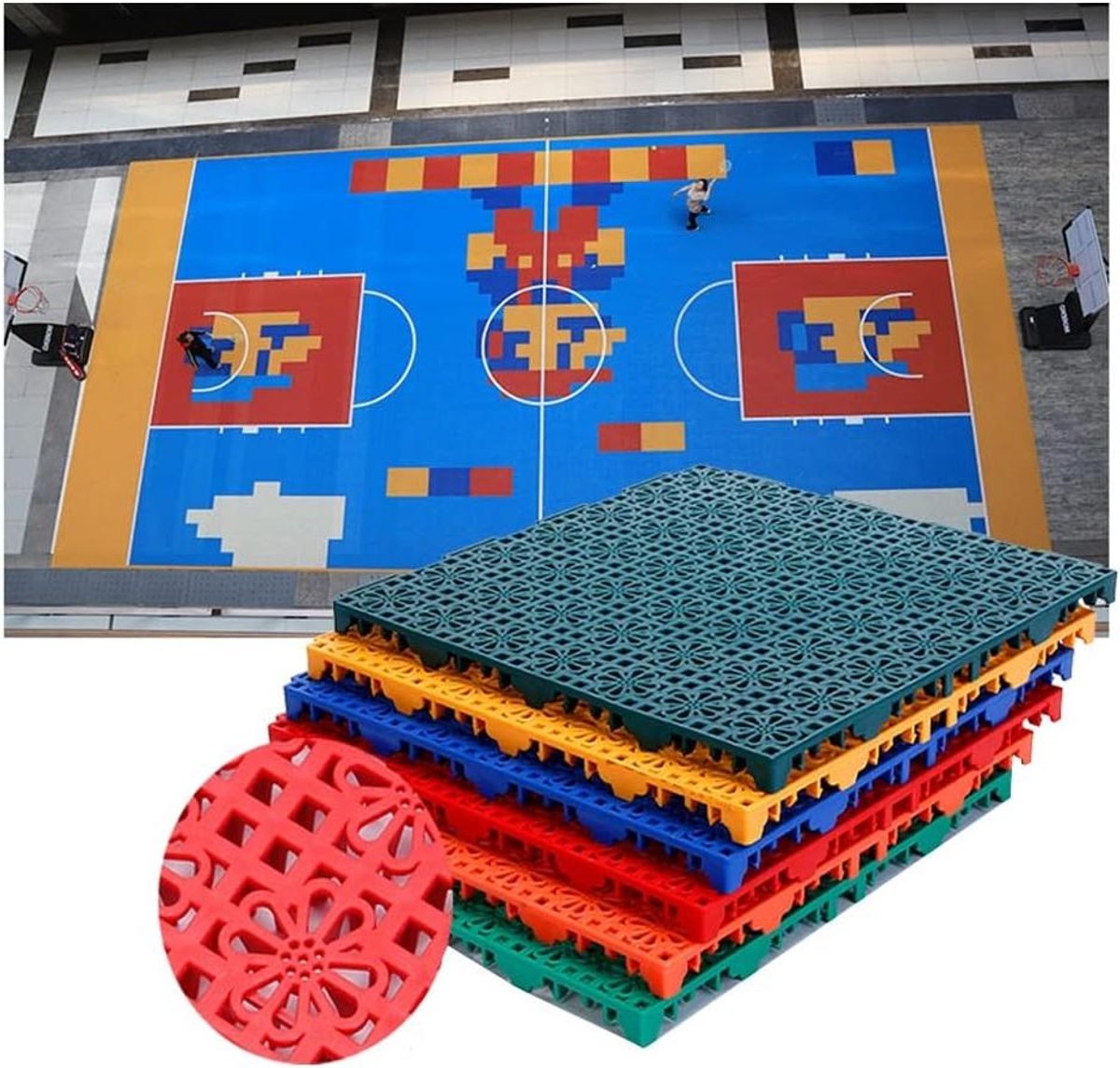 Modulaire Vloertegels - In elkaar grijpende tegels - Sportveld Aanleggen - Weerbestendig Drainerend - 25x25cm - Geel