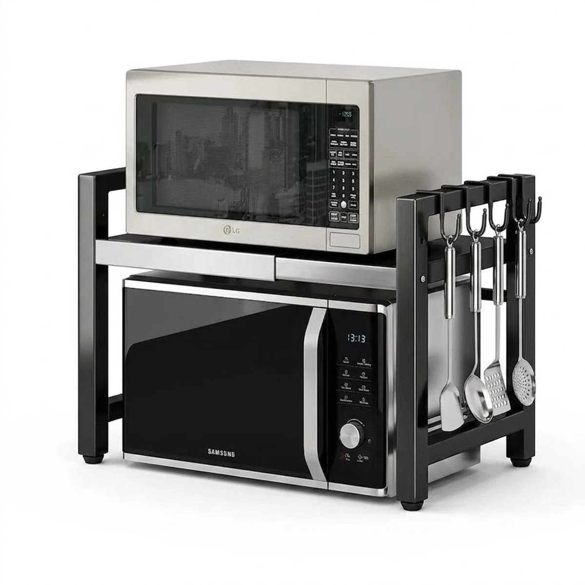 Solvix Magnetron Kast – Verstelbaar Opbergrek voor Keuken en Aanrecht – Uitschuifbare Keuken Organizer voor Magnetron en Keukenaccessoires