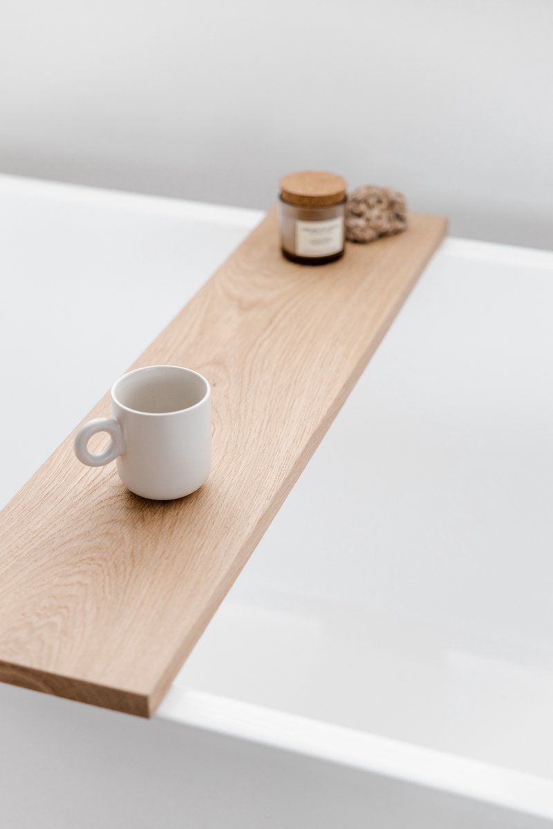 Luxe badplank naturel - 80 cm - Naturel badplank massief eiken - Badplank hout - zonder tablethouder - Sterk en massief eikenhout - Limited Edition
