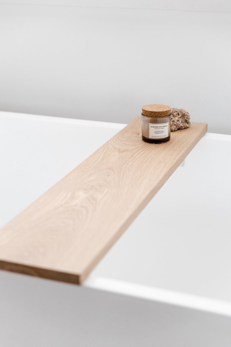 Luxe badplank naturel - 90 cm - Naturel badplank massief eiken - Badplank hout - zonder tablethouder - Sterk en massief eikenhout - Limited Edition