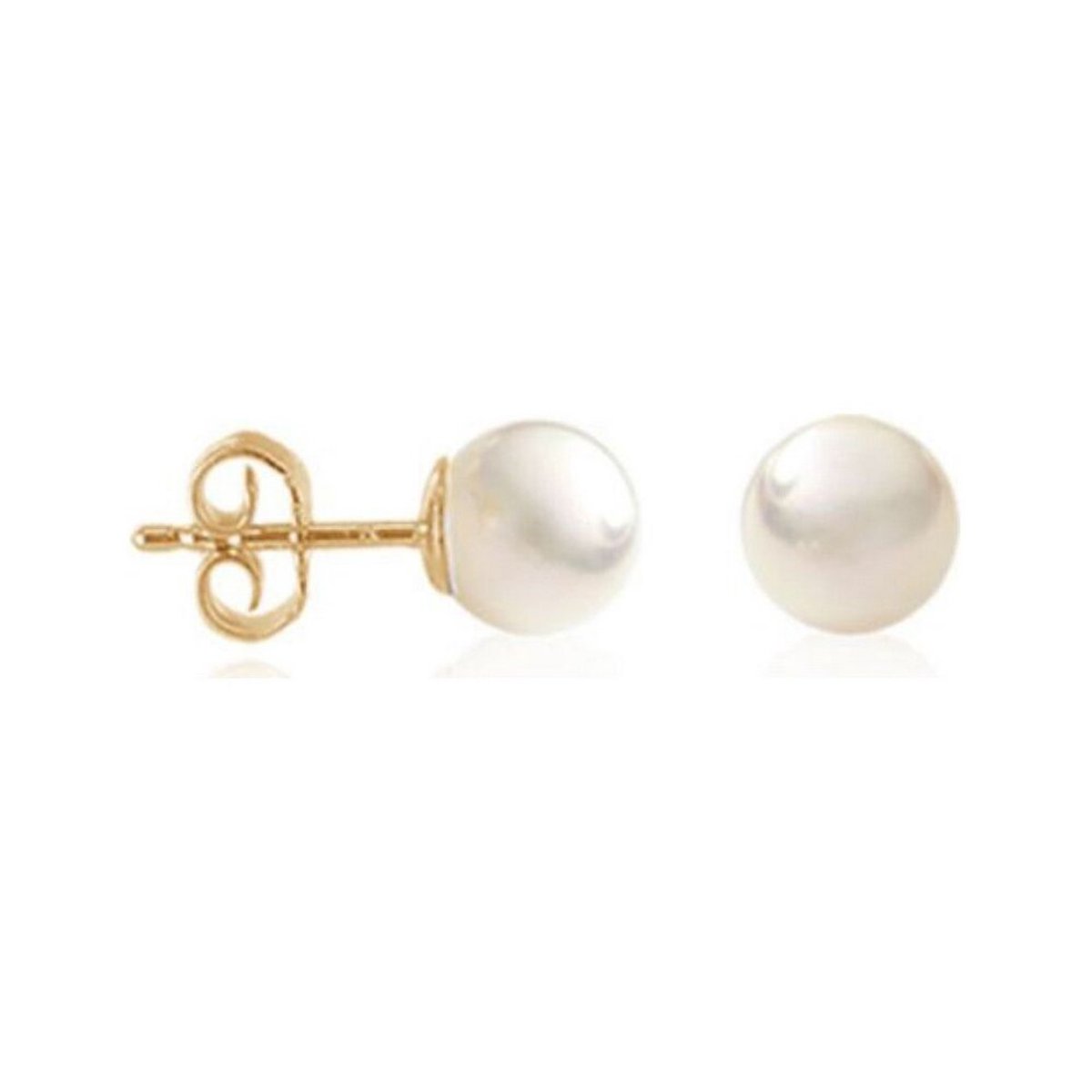 Luna-Pearls Akoya Pareloorbellen met geelgoud 3.5-4mm O194