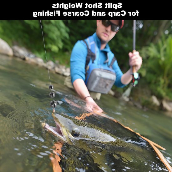 Complete Set van 358 Stukjes Split Shot Vislood met 7-Vak Dispenser - Geschikt voor Rivier, Zoetwater, Makreel en Diep Water voor Optimale Stabiliteit van Vislijn en Aas — afbeelding 4