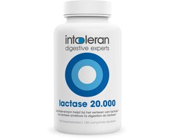 Intoleran Lactase 20.000 Spijsverteringsenzymen - 150 Breektabletten | Lactase enzym voor Lactose vertering en Lactose intolerantie | Hoogst gedoseerd | Vegan Voedingssupplement