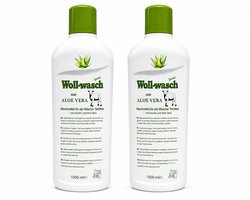 WOLLSAN WASMIDDEL -WASCHPFLEGE CONCENTRAAT MET ALOE VERA, 2 X 1000 ml 100% veilig wolwasmiddel