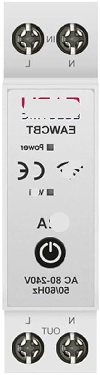 Intelligente Schakelaar - Energymeter Relais - Energie Bewaken - Instelbare Beveiliging - 35 mm Geleiderail - Grijs