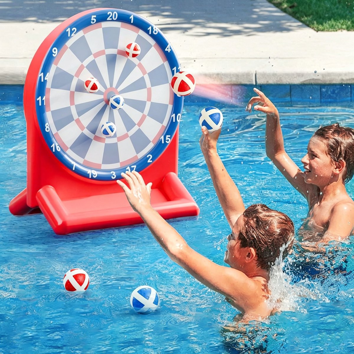 Groot opblaasbaar dartbord met ballen voor in het zwembad - Zwembadspel voor tieners en volwassenen - Zomers waterspeelgoed voor zwembad, achtertuin, strand en buiten - Cadeau voor jongens en meisjes van 6-12 jaar