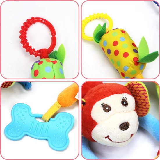 4 Stuks - Hangspeeltje - Kinderwagen speeltje - Wagenspanner - Rammelaar - Windgong - Baby Boxmobiel - Mobiel Dieren - Baby speelgoed - Knuffeldier - Muziekhanger Baby - Decoratie voor boven Bed, Box, Babykamer Accessoire - Baby cadeau - Stijl B — afbeelding 4
