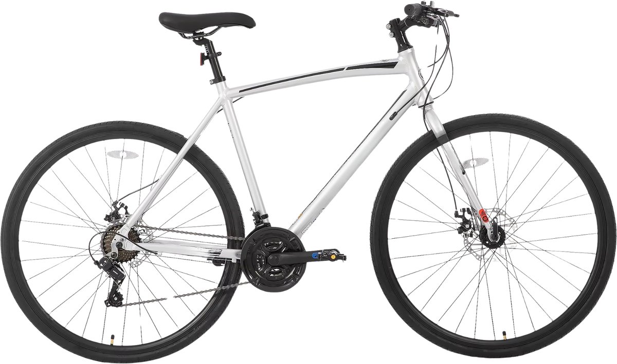 Racefiets – Voor heren en dames – Lichtgewicht aluminium, 14 versnellingen – 71 cm wielen, zilver, maat L, geschikt voor stadswoon-werkverkeer en fitness