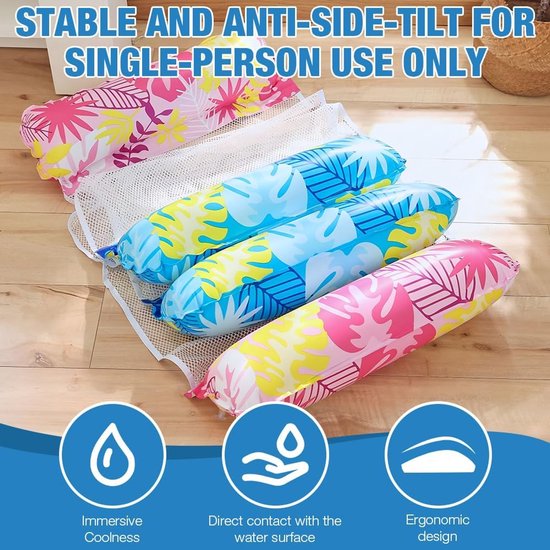 Luchtmatras Zwembad - Waterhangmat Opblaasbaar - Ontspannen in Water - Netstructuur Half Verzonken - 120 x 70 cm - Meerkleurig — afbeelding 5