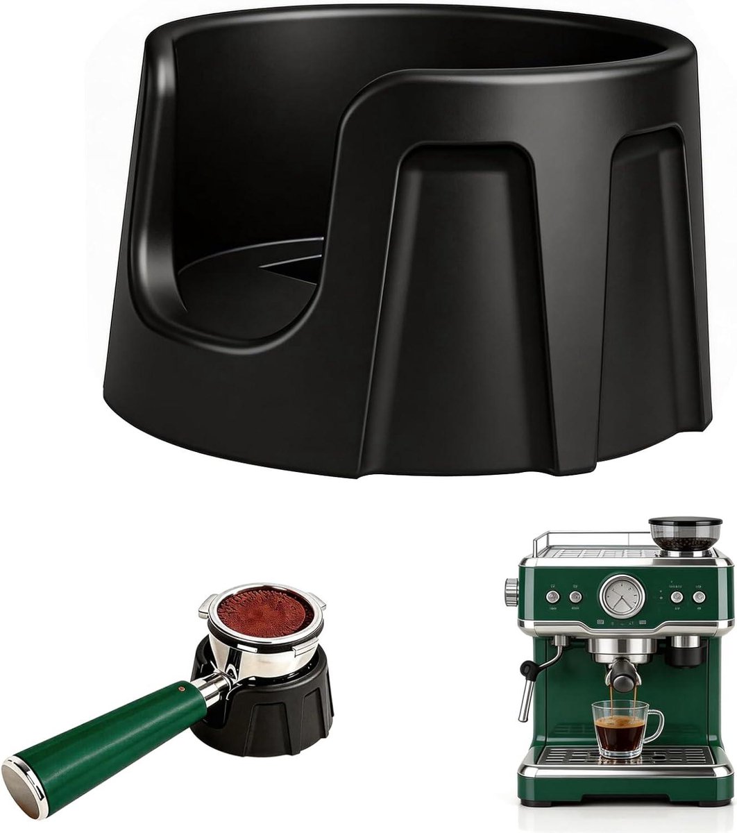 Tamper Station - Tamping Basis - Espresso Bereiden - Antislip Zeefhouder - 8.5 x 8.5 cm - Zwart