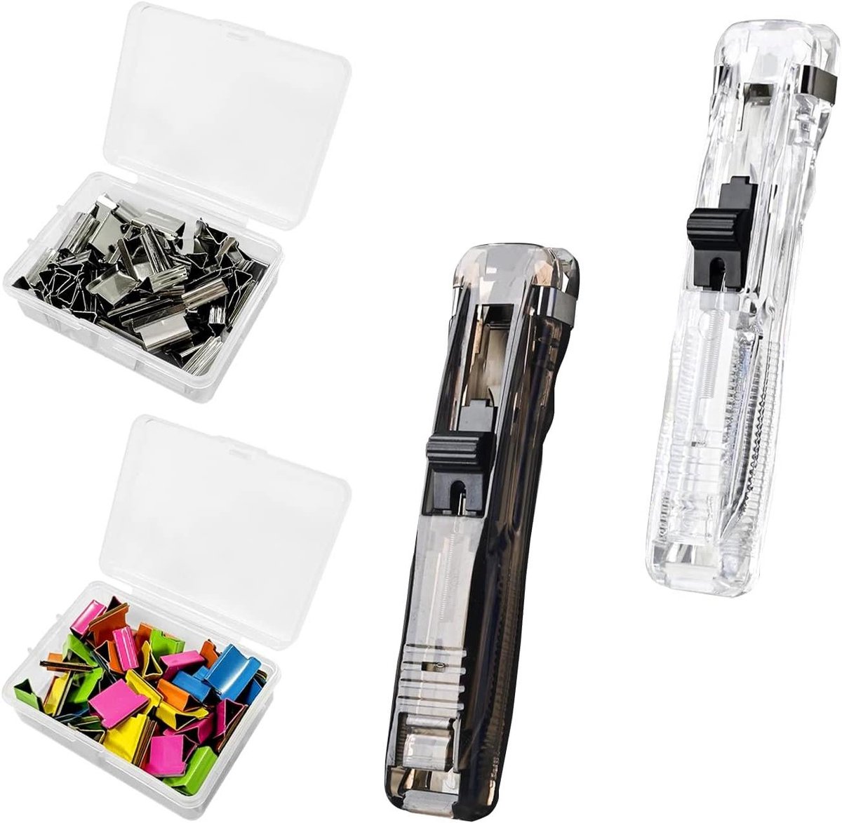 Nietmachine Clips - Boekbinders - Documenten Binden - Ponsvrij Bevestigen - 102 Stuks - Transparant Zwart