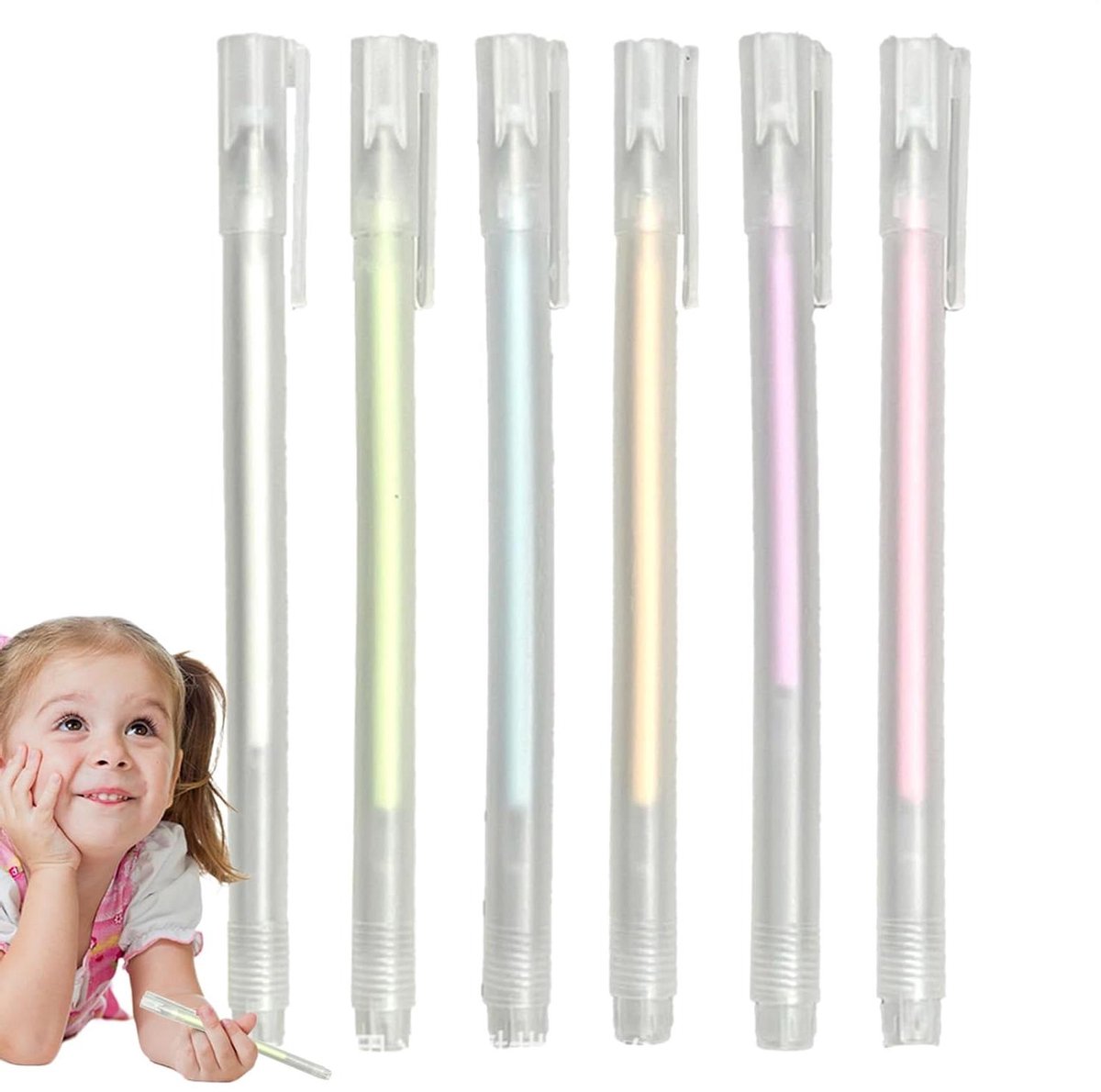 Sneldrogende Lijmstiften - Precisie Lijmpennen - Creatief Knutselen - Lichtgewicht Comfortabele Grip - 6 Stuks - Multicolor