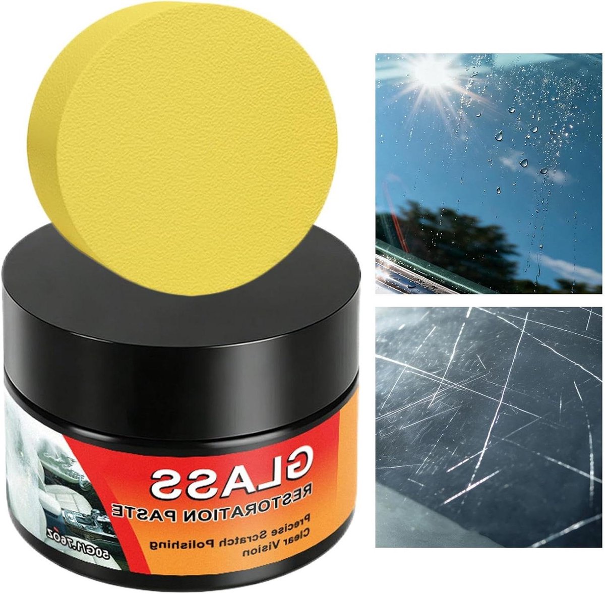 Glas reparatieset - Krasverwijderaar - Ruiten Herstellen - Lichte Krassen Behandelen - 50 g - Wit