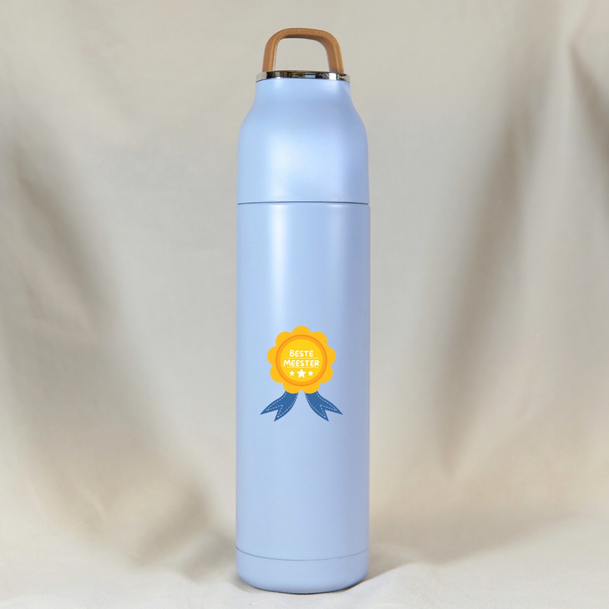 Thermosfles Meester Bedankt - Drinkfles Blauw 500 ml - Meester Cadeau - Afscheidscadeau Meester - Meester Cadeau Bedankt Meester - Meester Cadeau Einde Schooljaar