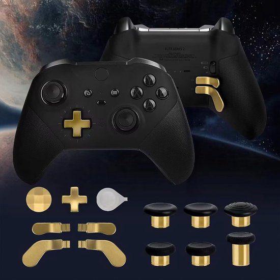 Metal Thumbsticks Set - Controller Knoppen Kit - Controller Upgraden - Magnetische Bevestiging - 13 Delig - Chroom Goud — afbeelding 3