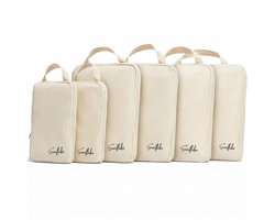 Compression Packing Cubes / Compressie Cubes - Set van 6 - Met Compressierits - Beige - Sunflake