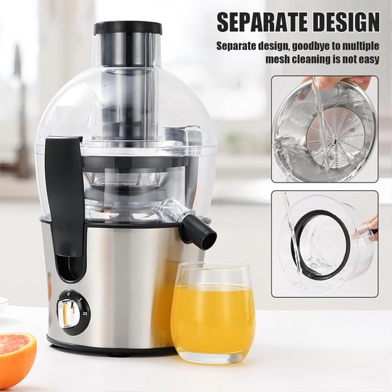 500W Centrifugale Sapcentrifuges 500ml Elektrische Sapcentrifuge Met 2 snelheden En 70mm Vulopening 1000ml Pulpcontainer Elektrische Sinaasappelpers Voor fruit groenten Thuis van Merkloos — afbeelding 3