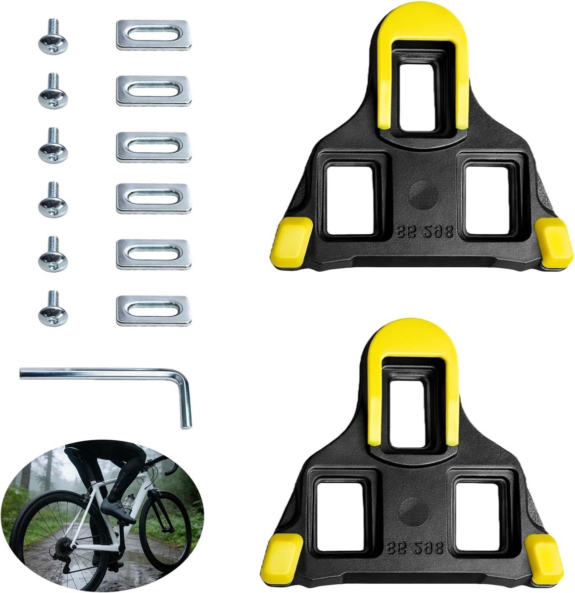 Set SPD Cleats voor Fietsschoenen, Geschikt voor 2-Hole Systemen, Antislip Pedalen voor MTB, Racefiets en Indoor Fietsen, Duurzaam en Betrouwbaar