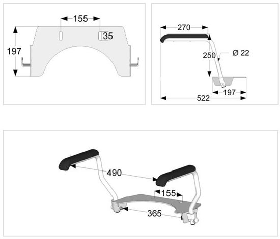 Jadacare - Toiletbeugel set /Toiletsteun Set - met opklapbare armsteunen - Staal Wit