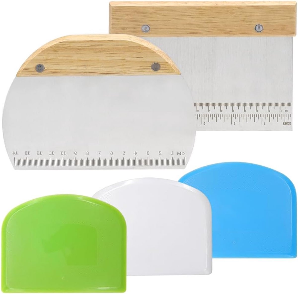 Multifunctionele Deegschrapers van RVS, 15 cm, Ideaal voor het Snijden van Deeg, Pizza en Taart met Houten Handvat